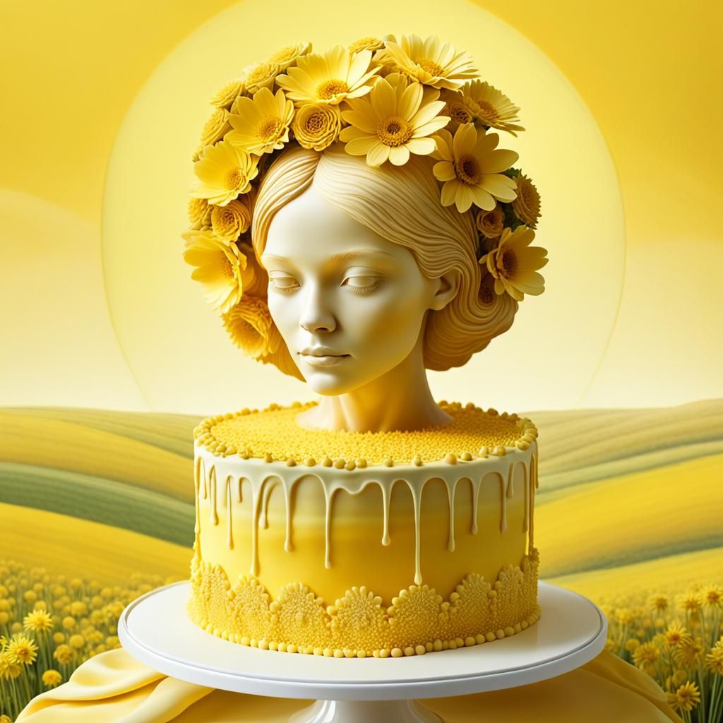 The Wise Yellow Cake. AI Generated Artwork NightCafe Creator