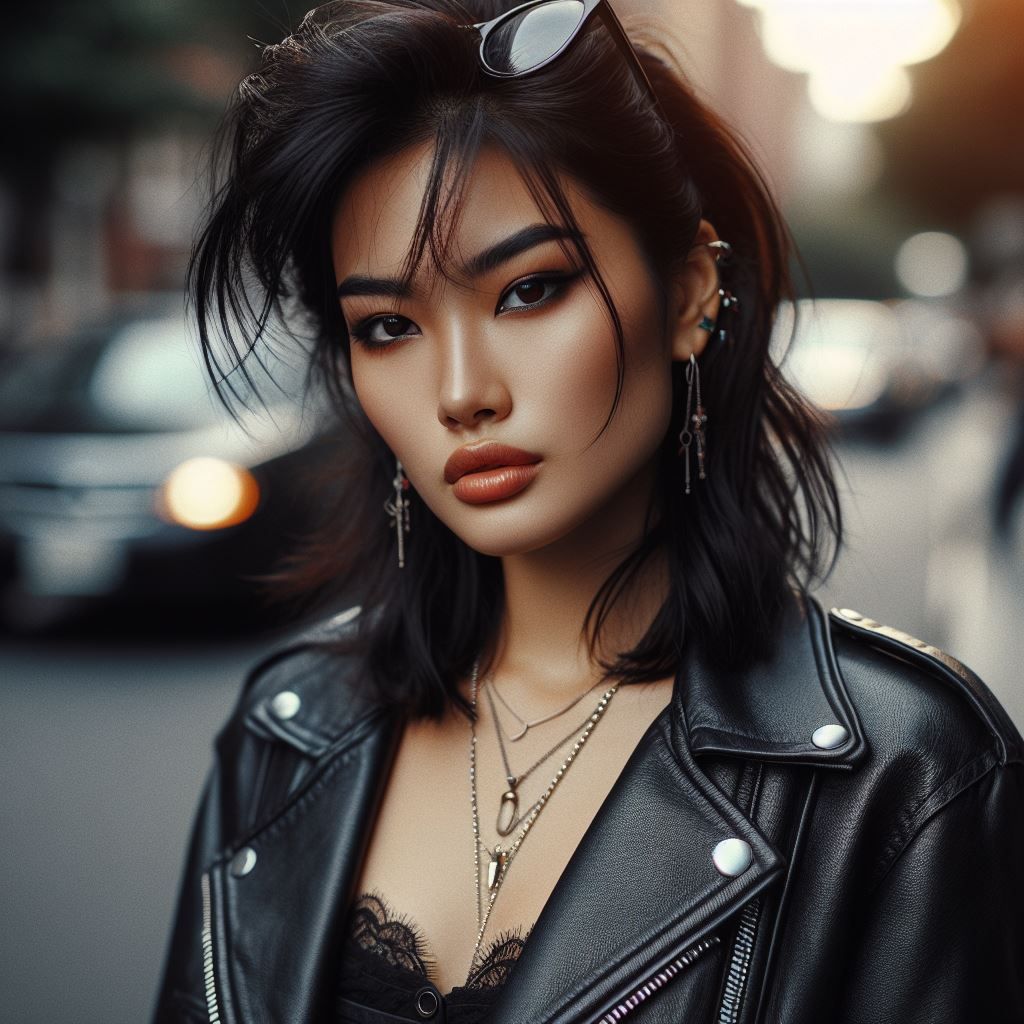 Leather Rock Japanese girl