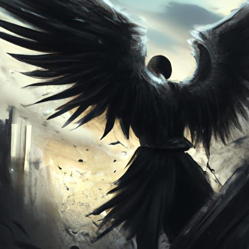 Angel with black wings - AI Generated Artwork - NightCafe Creator