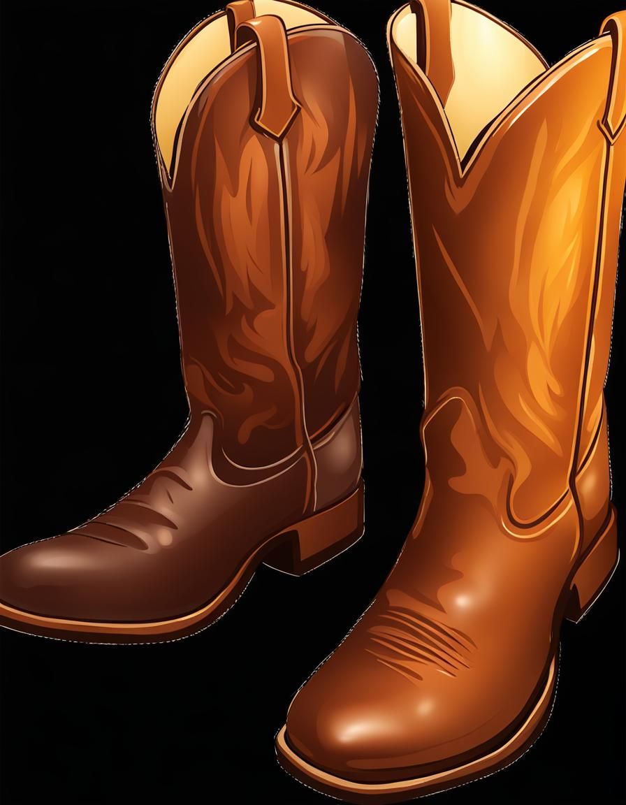 simple flat darker Brown leather cavalry cowboy boot, realis...