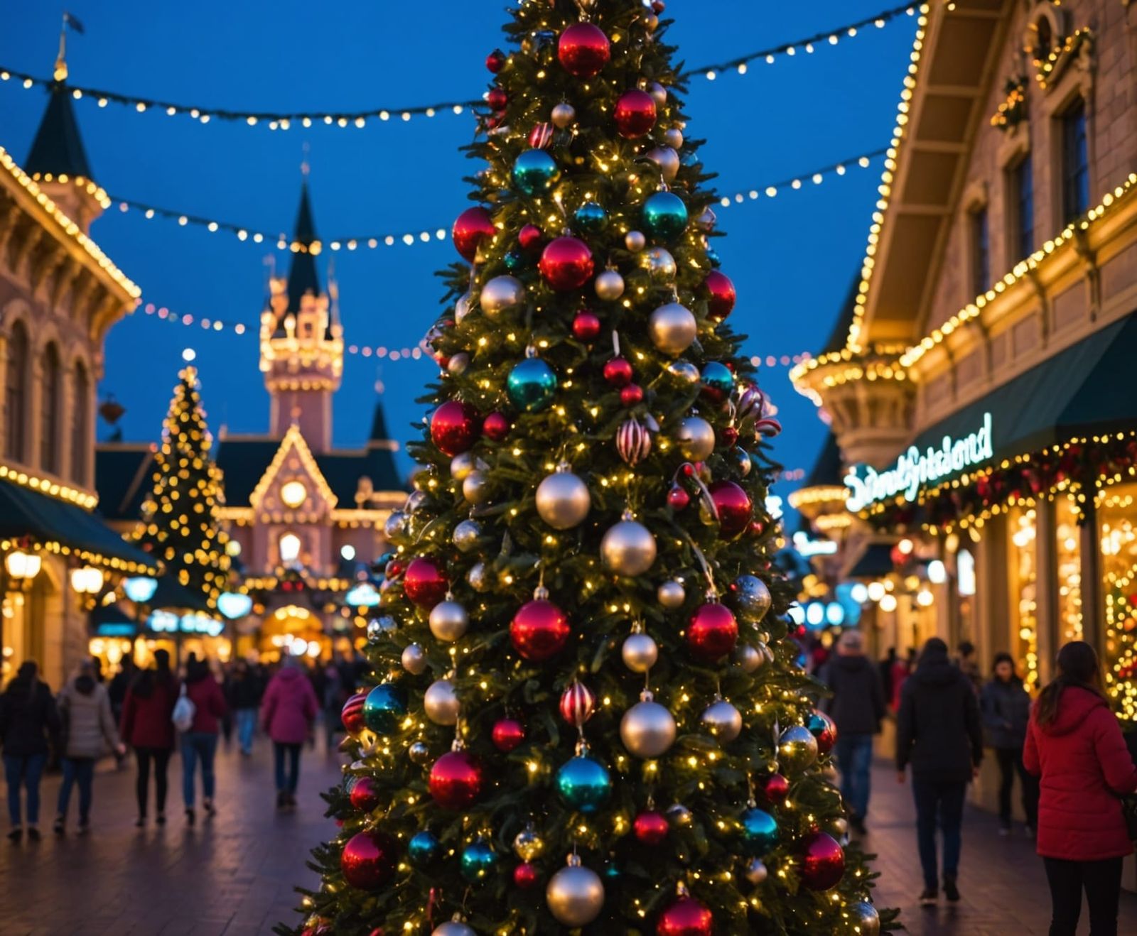 Disneyland decorated for Christmas
