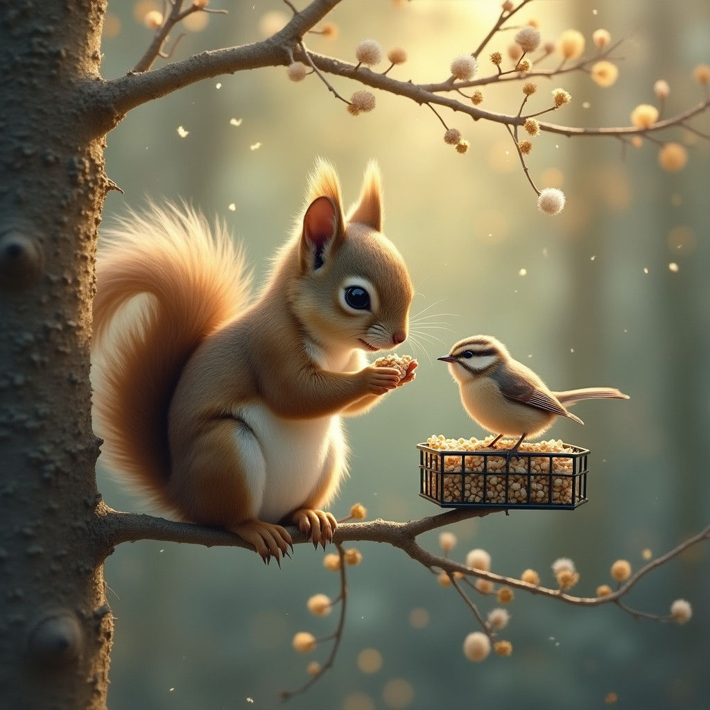 Squirrel Sharing  by @Kedrian