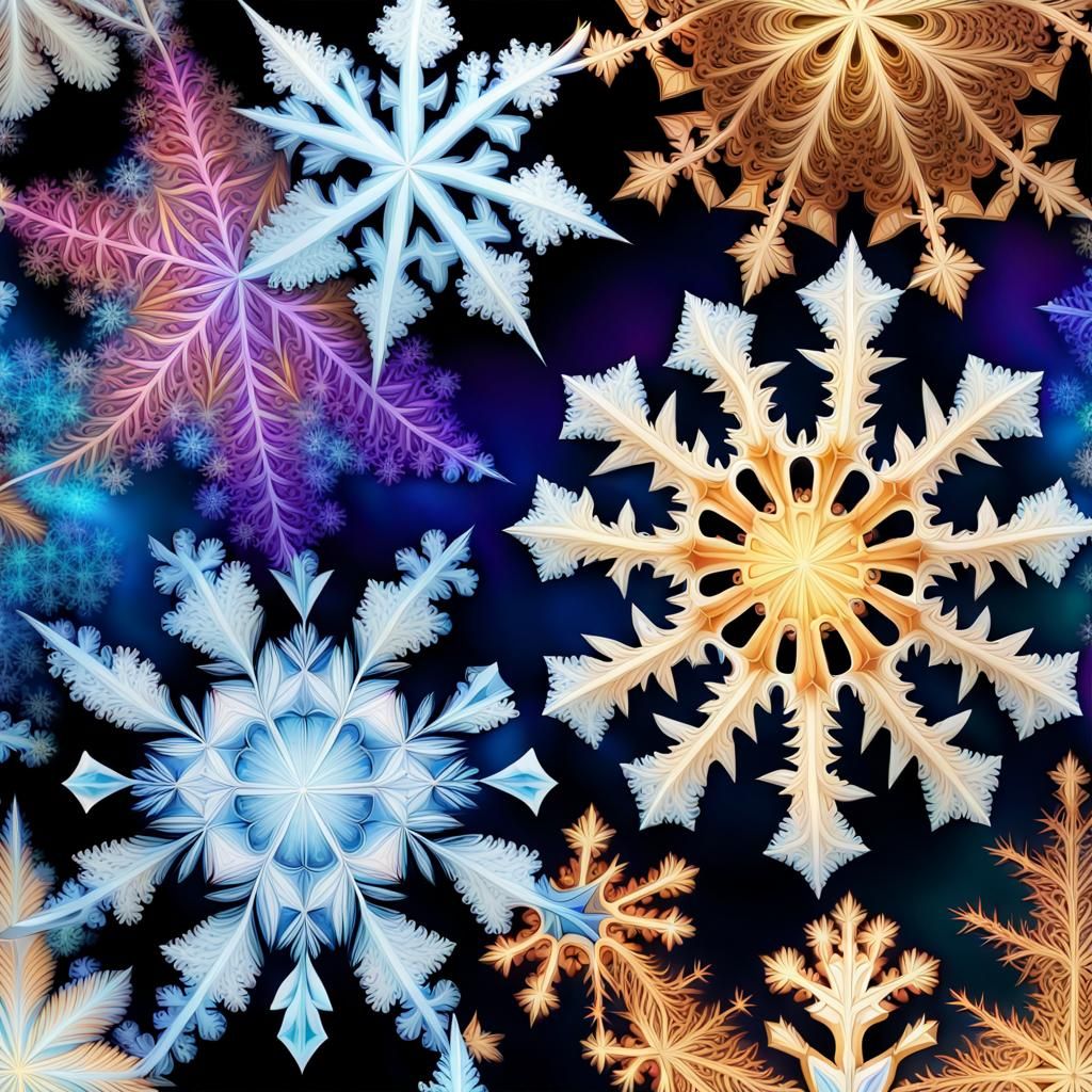 snowflakes made of Pentigree fractal patterns, winter wonderland ...