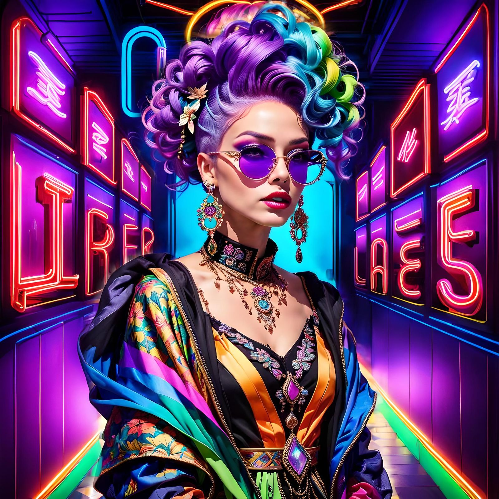 Neon Queen - AI Generated Artwork - NightCafe Creator