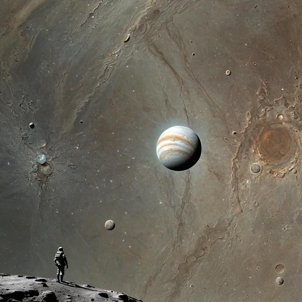 Standing on the surface of Ganymede looking at rising Jupiter - AI ...