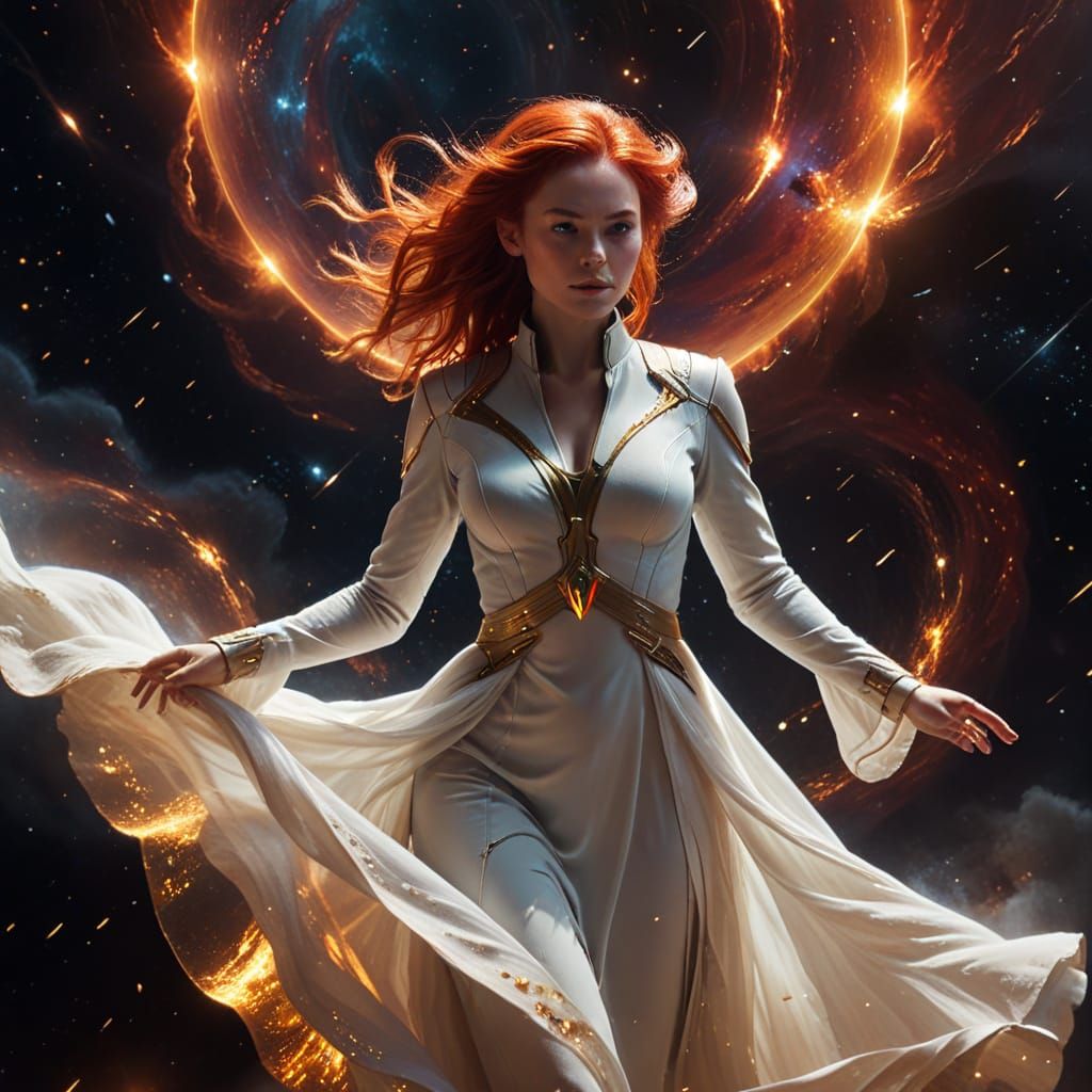 In a mesmerizing Star Trek scene filled with movement and emotion, a Starfleet officer or alien emissary emerges within the glowing expanse ...