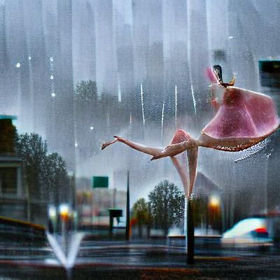 Ballerina in the rain AI Generated Artwork NightCafe Creator