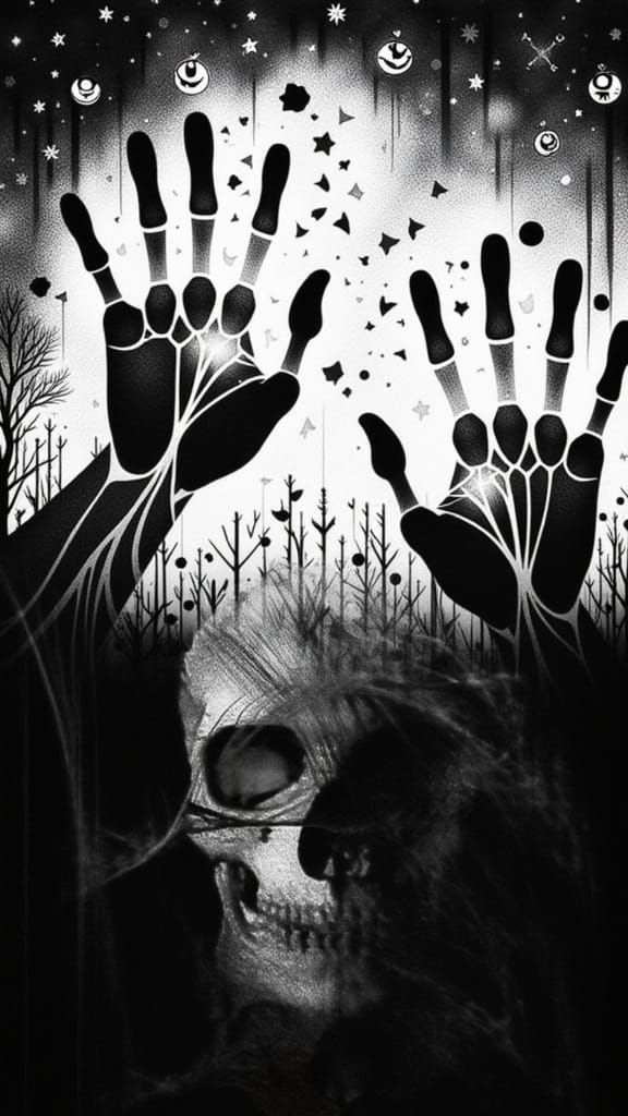 <lora:Momento Mori:1.0> Halloween dancing skeletons