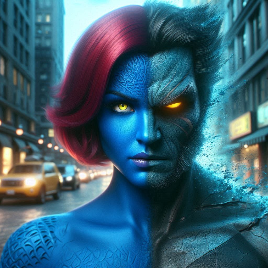 Mystique transforming into Wolverine