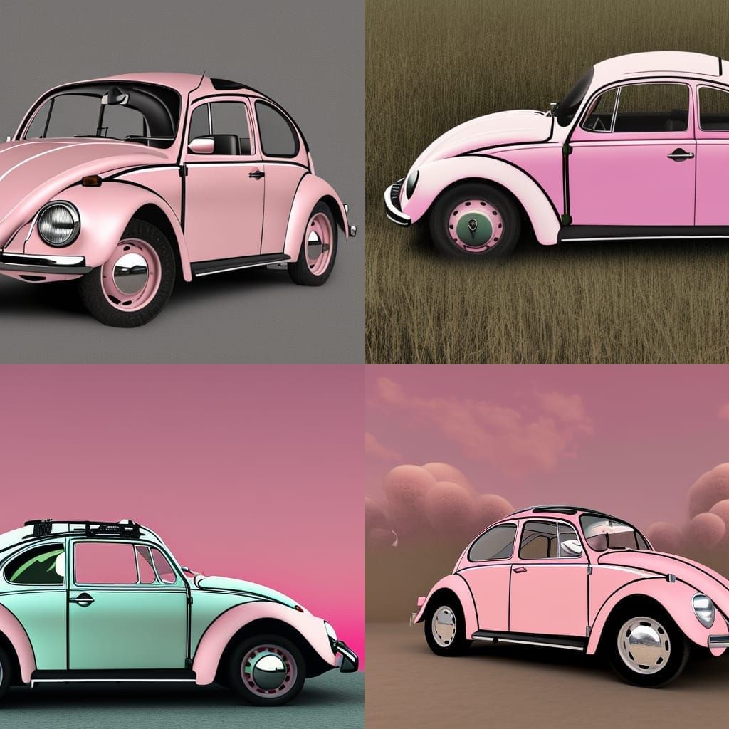 Old VW beetle in pink