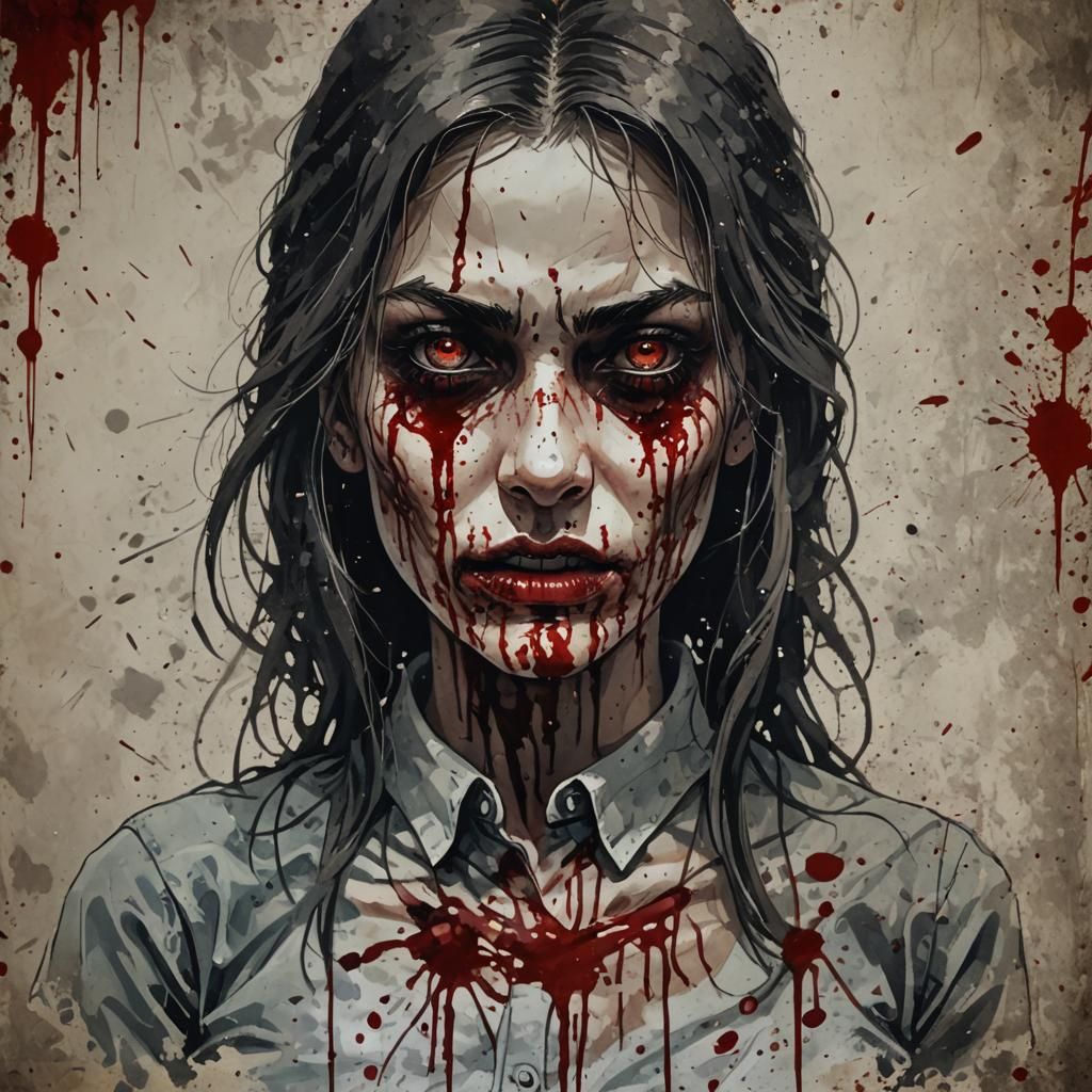 Sadistic Dhampir Portrait with Blood