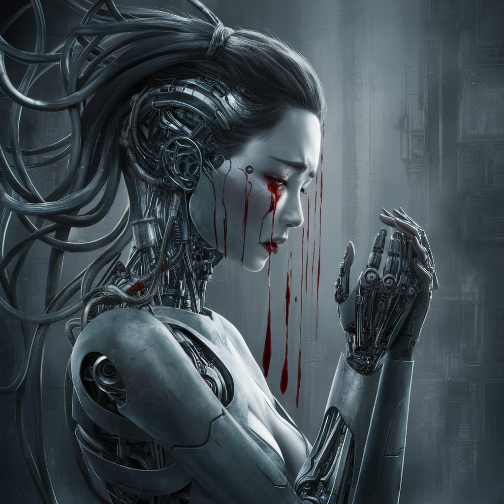 Cyborg crying -ideogram