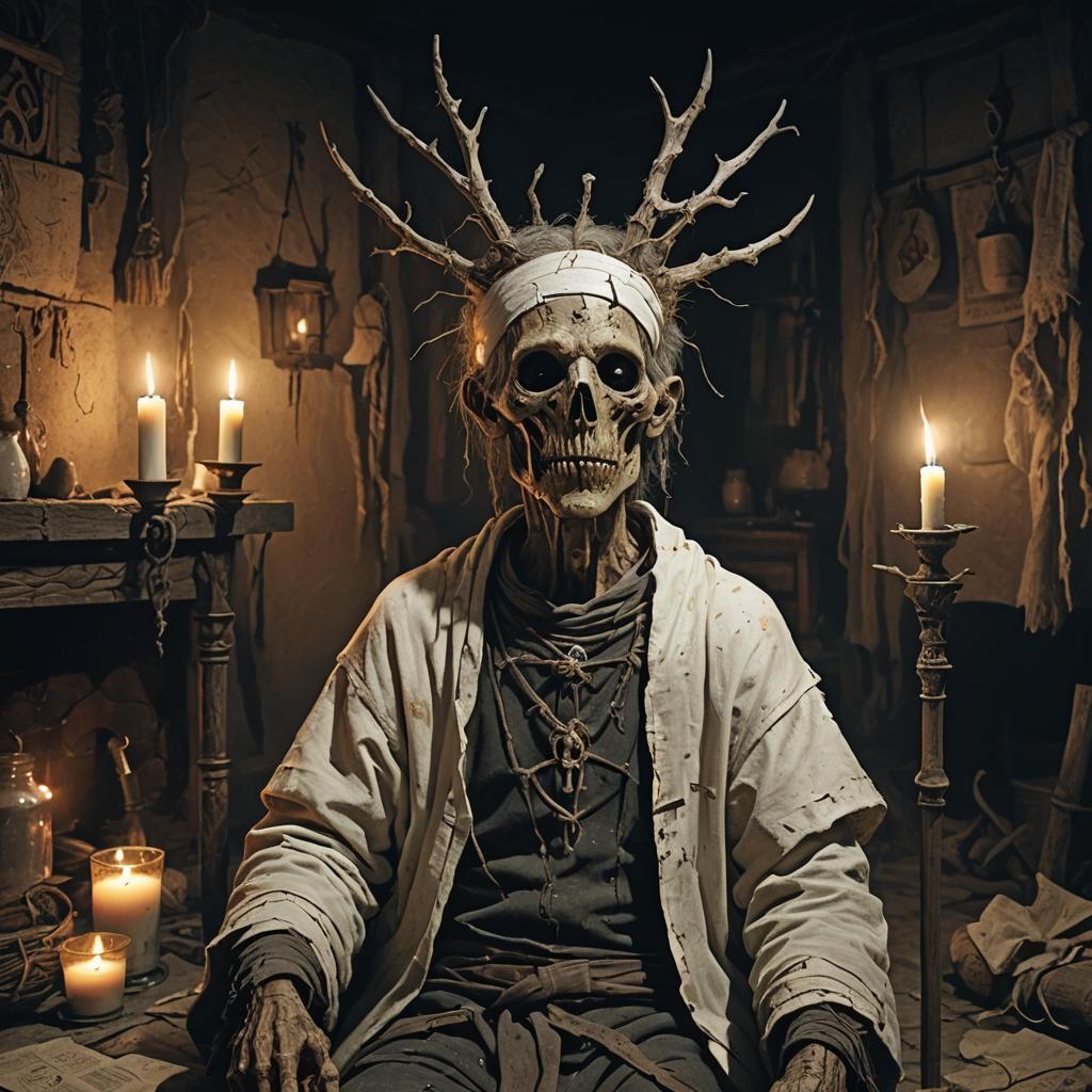 Resurrected Villager with Lovecraftian Tendrils in Dark Surr...