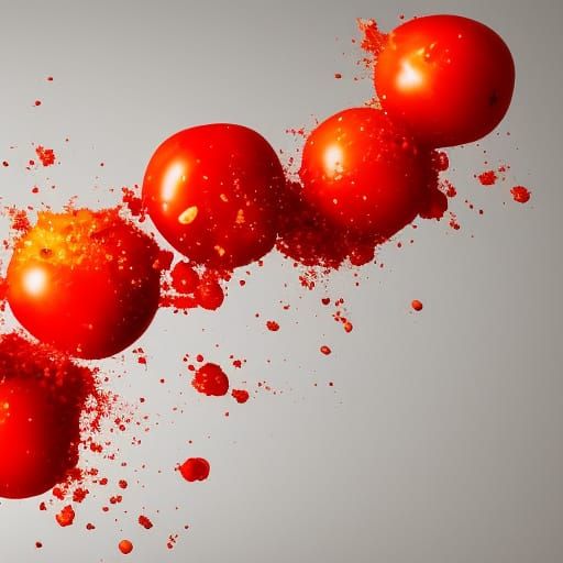 Exploding tomatoes AI Generated Artwork NightCafe Creator