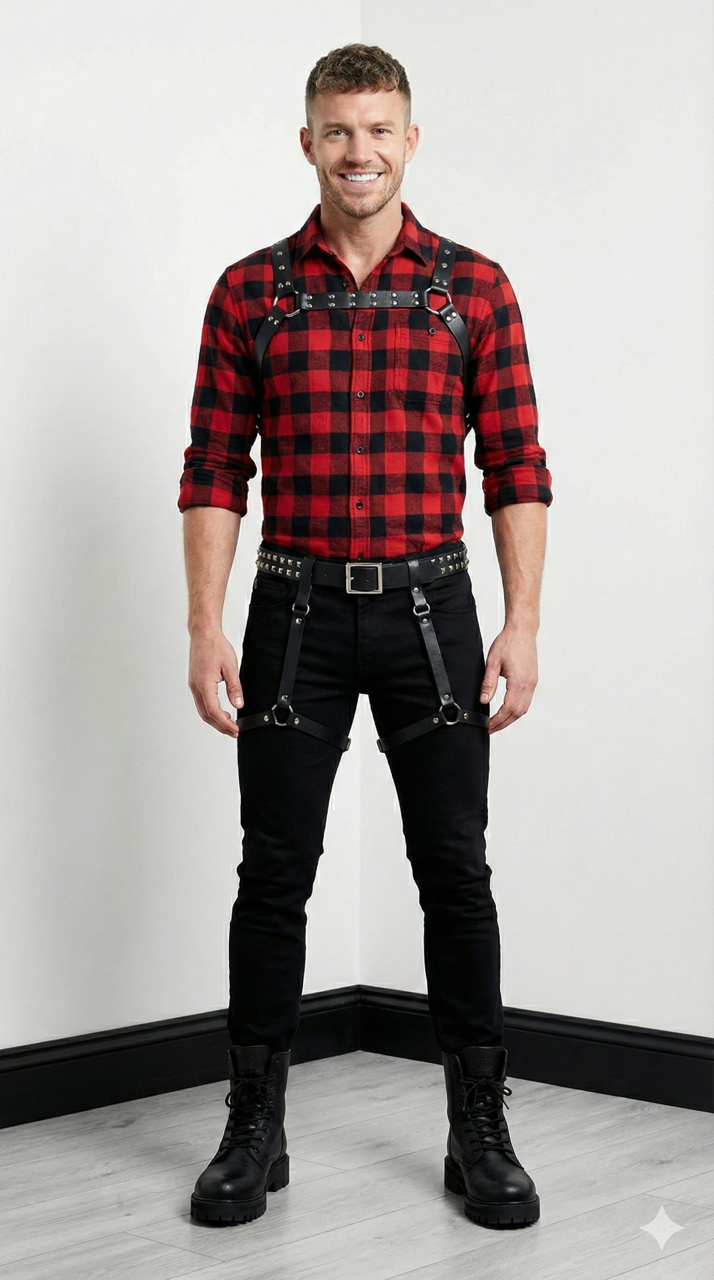 Flannel and Leather Harness