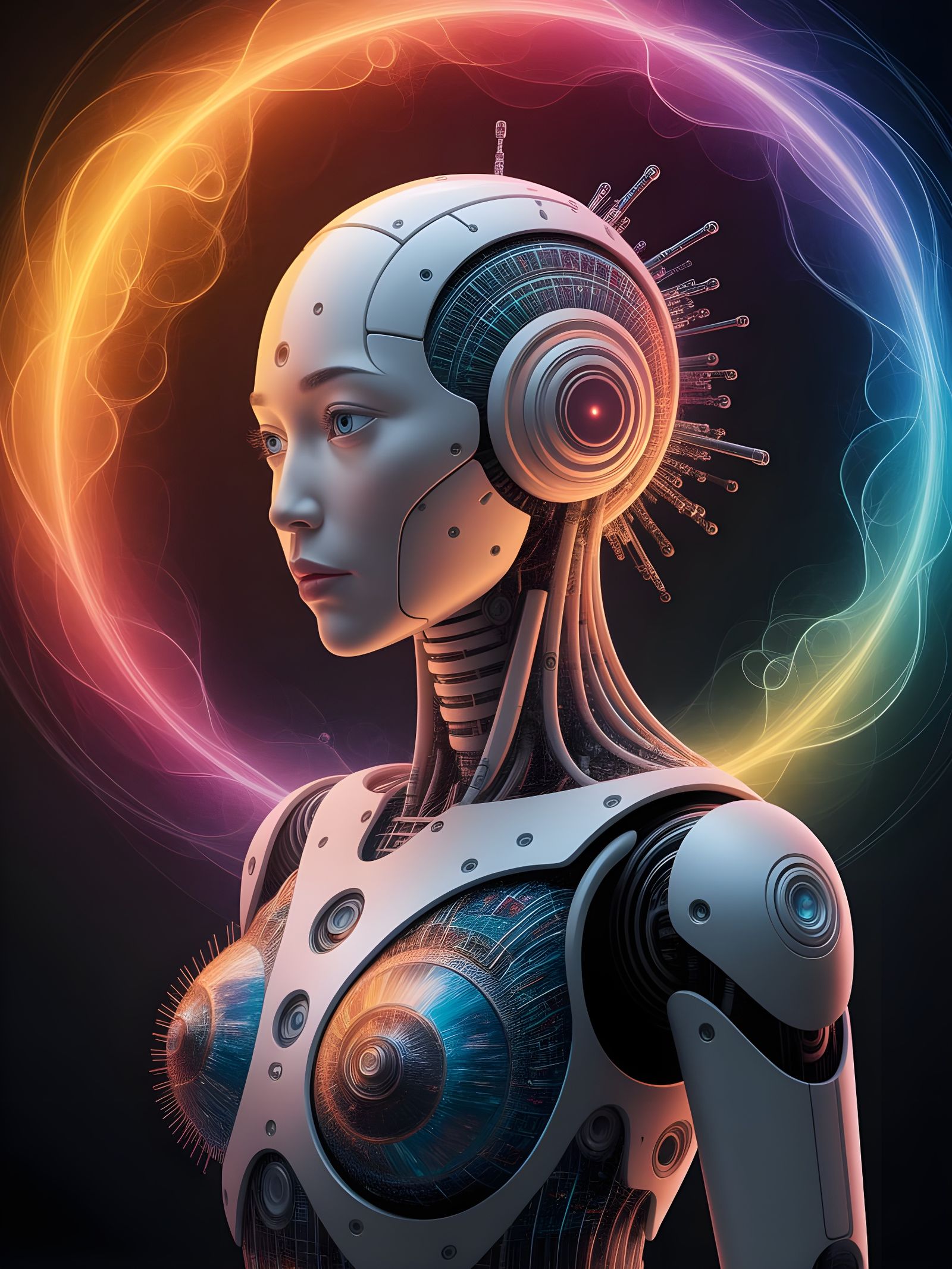 Ethereal AI Embodiment in a Dreamlike Landscape