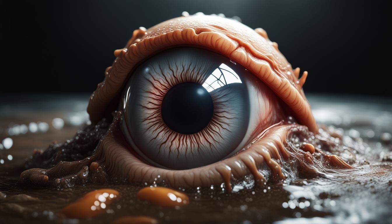 3D photorealistic final render of an epic destroyed alien ey...