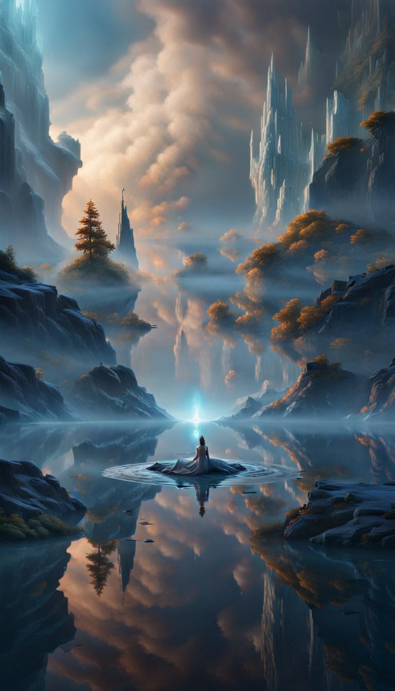 Full size reflexion in water of angel  by @Roswarcus