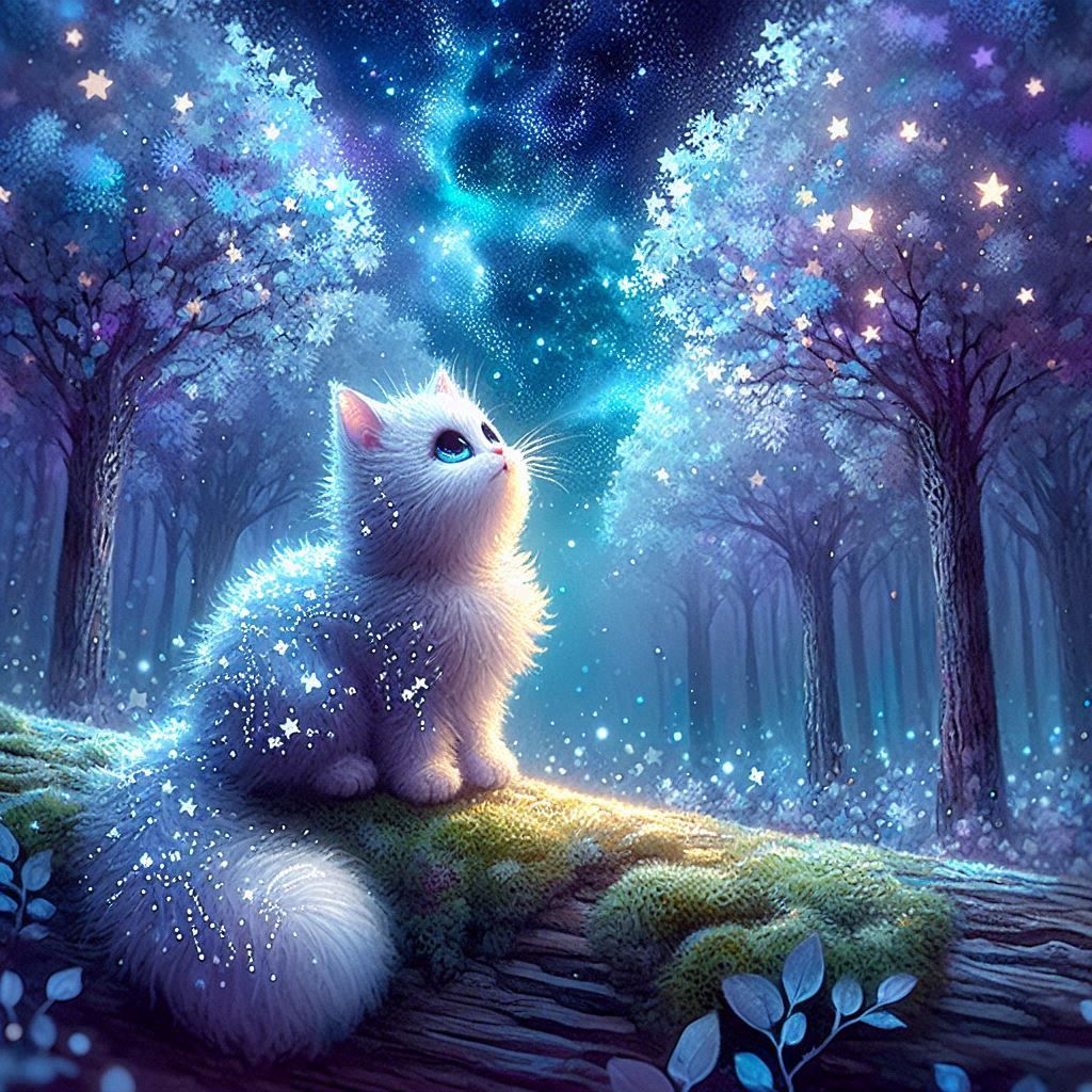 Cat in a Constellation Forest 🌳✨  by @AGacanG