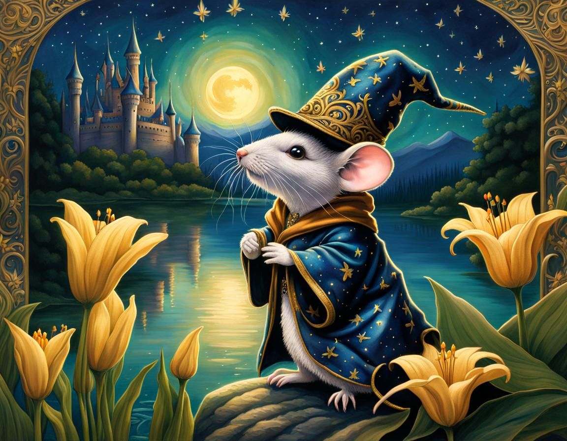 Merlin Mouse's Starry Night of Spellwork:  Studying the Stars  by @LouisCat