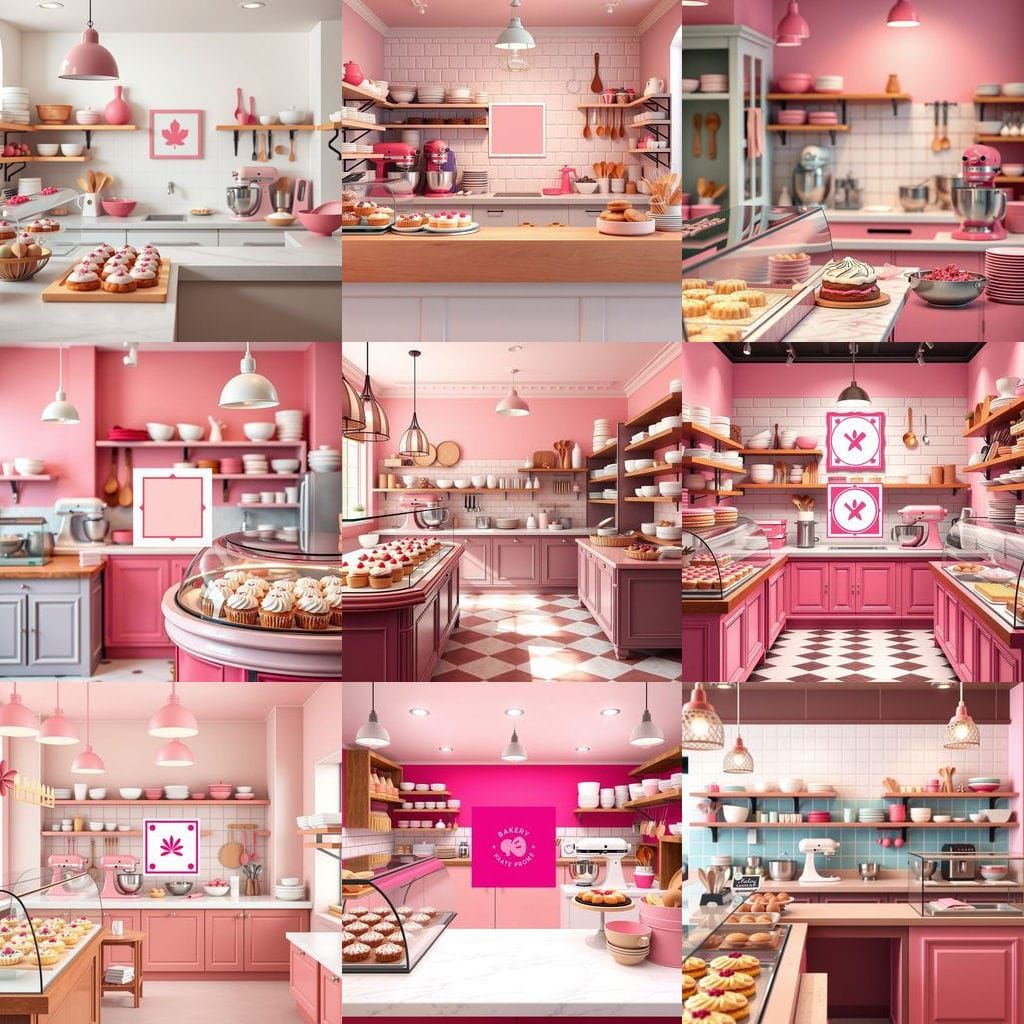 Pastel Bakery with Pink and Brown Delights
