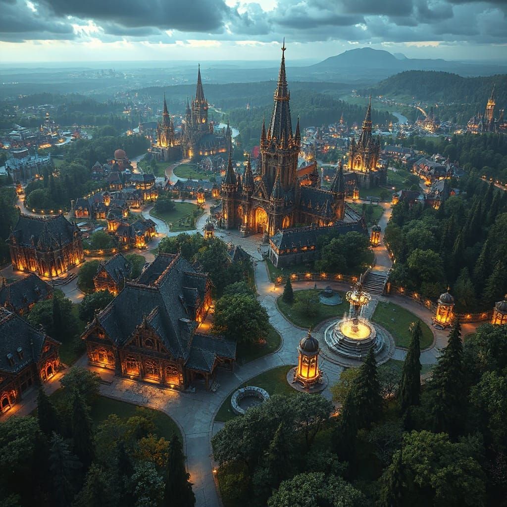 Fantasy City Bird's-Eye View: Digital Matte Painting