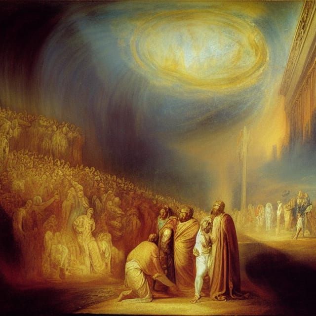 The Conversion of Constantine as painted in the style of Turner AI