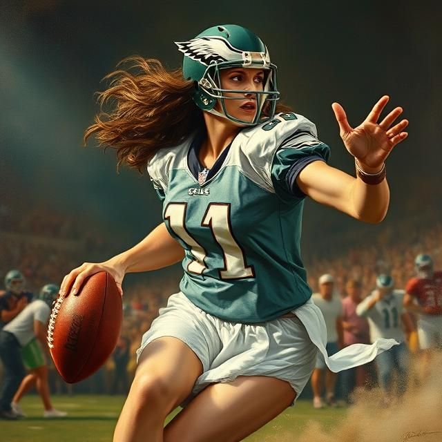 WONDER WOMAN PLAYING FOOTBALL FOR THE PHILADELPHIA EAGLES IN...