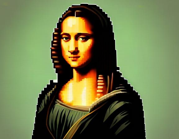 pixel art, 8-bit,The Mona Lisa, video game, low res - AI Generated ...