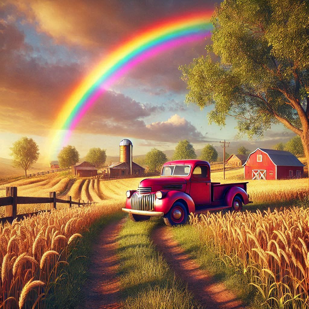 Rainbow Over a Farm