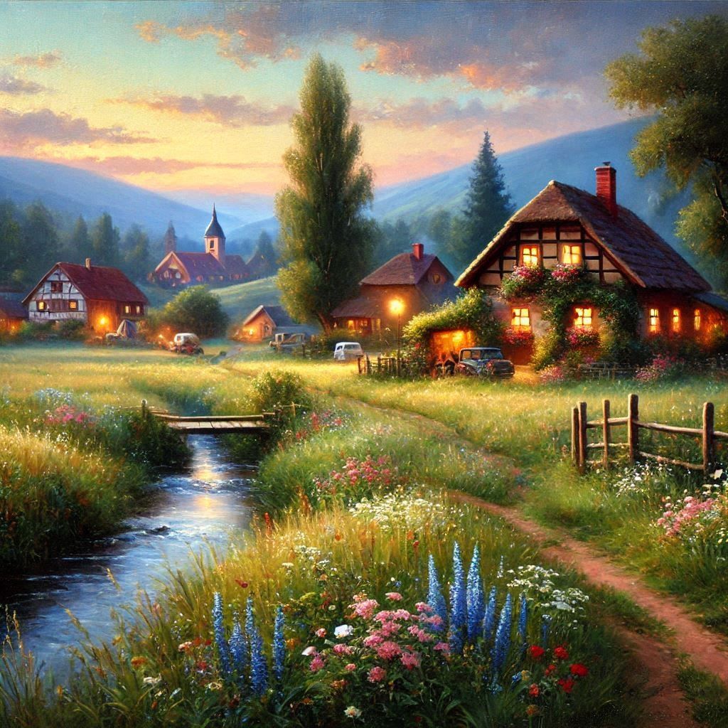 Pastoral Bliss Under the Evening Sky  by @Uwork