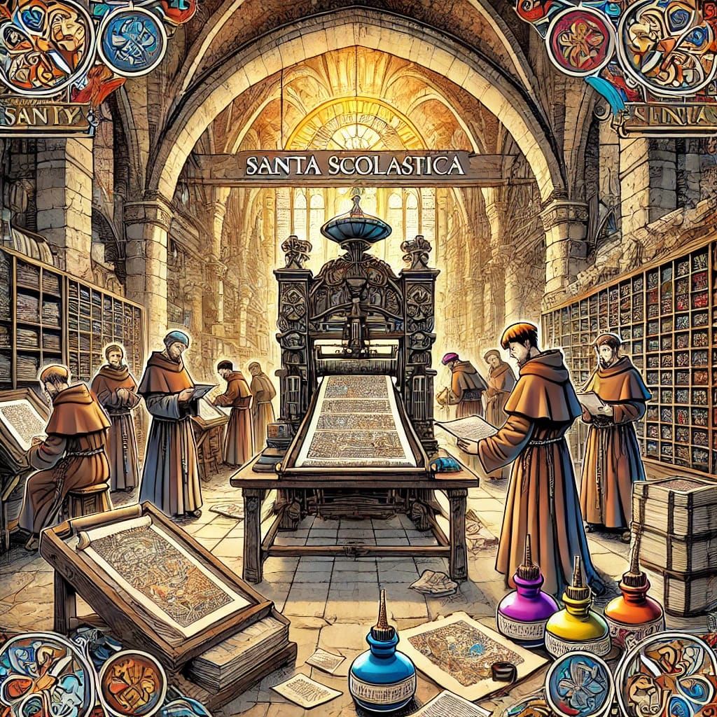 Library of Santa Scolastica: the first book printed in Italy