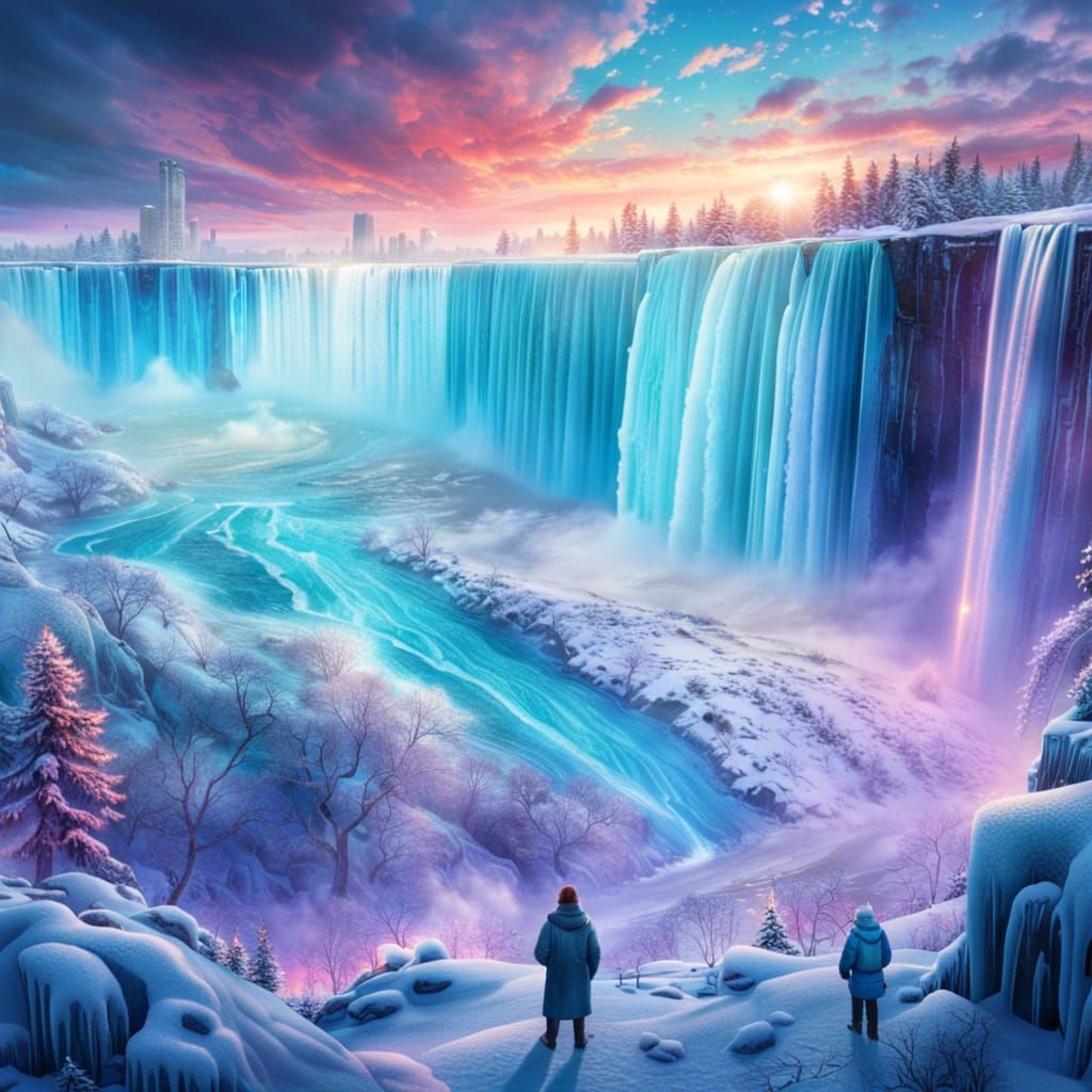 A frozen niagara falls: Epic cinematic brilliant stunning intricate meticulously detailed dramatic atmospheric ...  by @Bobbles52
