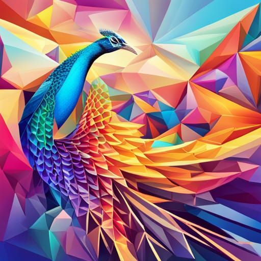 Colorful Geometric Peacock   by @Pillax