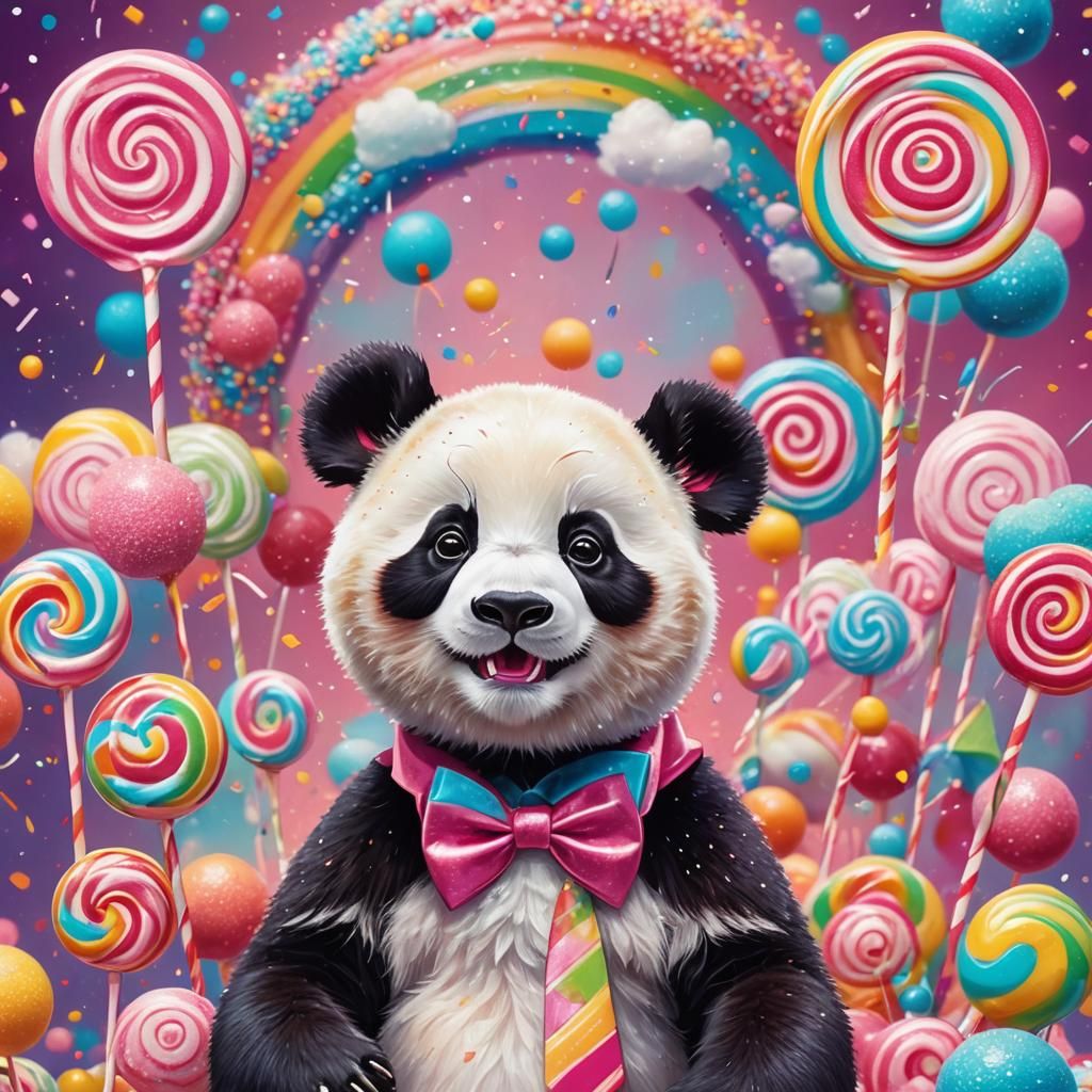 Smiling Panda Bear in Candy Art Style