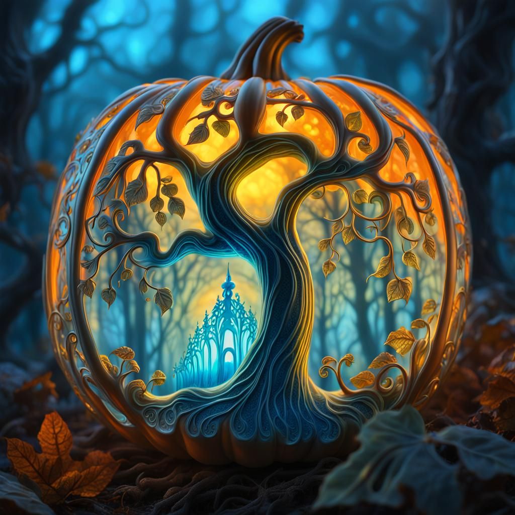 Enameled glass carved pumpkin  by @Jamie Sparks