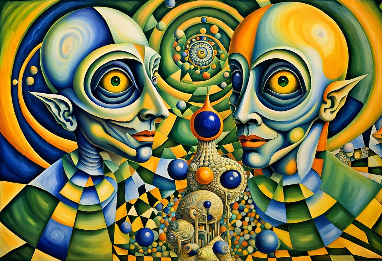 Two yellow jesters with lapiz lazuli crystal clock heads 