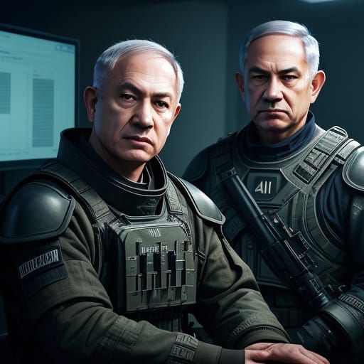 Moshe Luk and Netanyahu in War Room Portrait