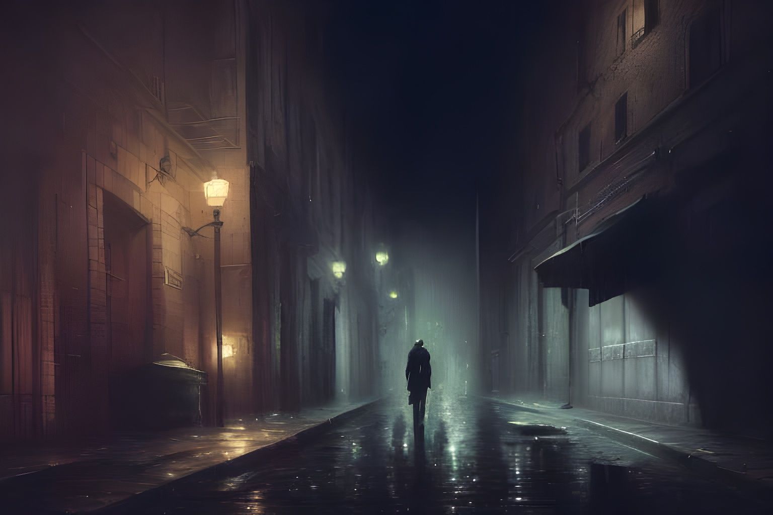 Alone in a dark alley - AI Generated Artwork - NightCafe Creator