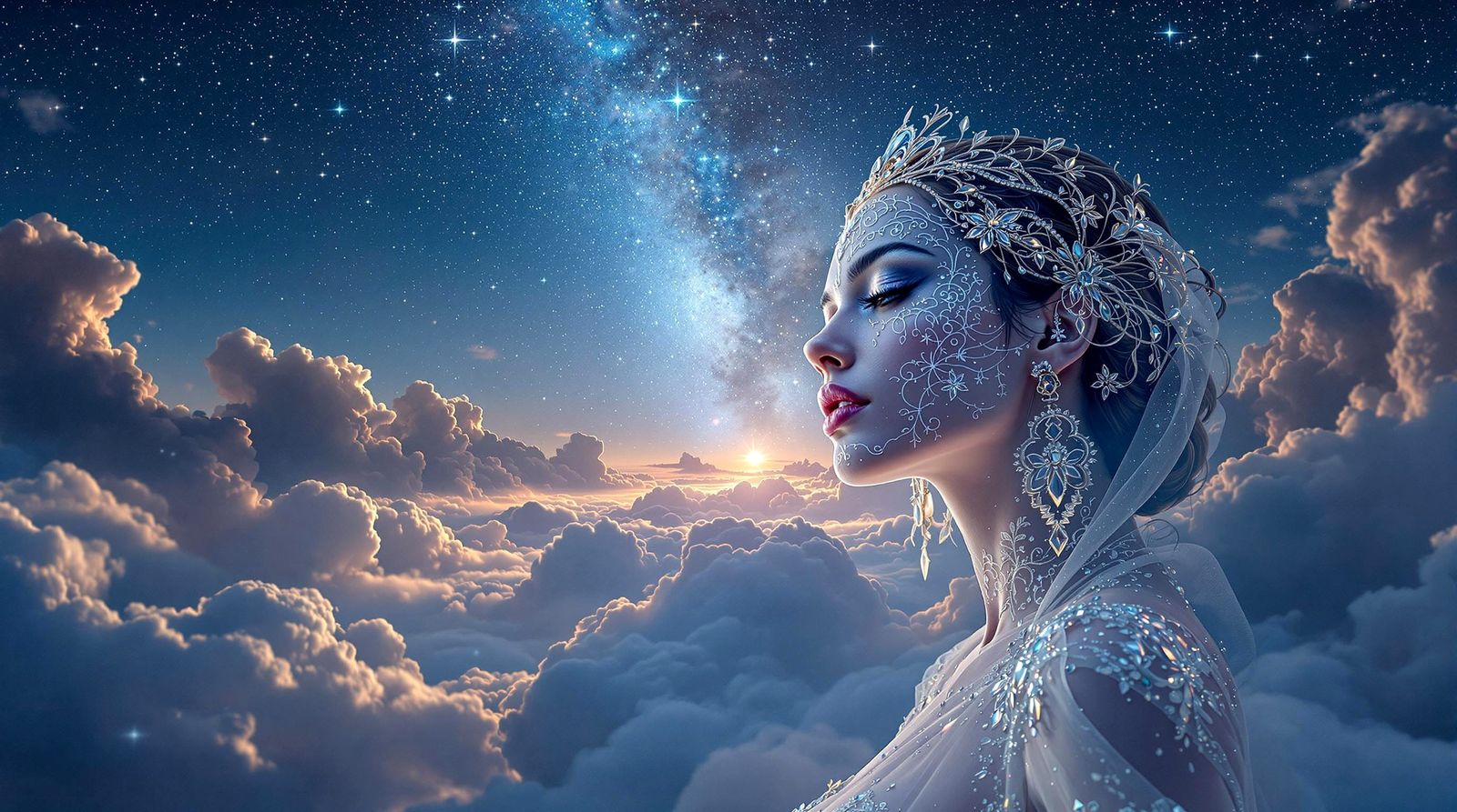 A stunning woman, radiant and ethereal