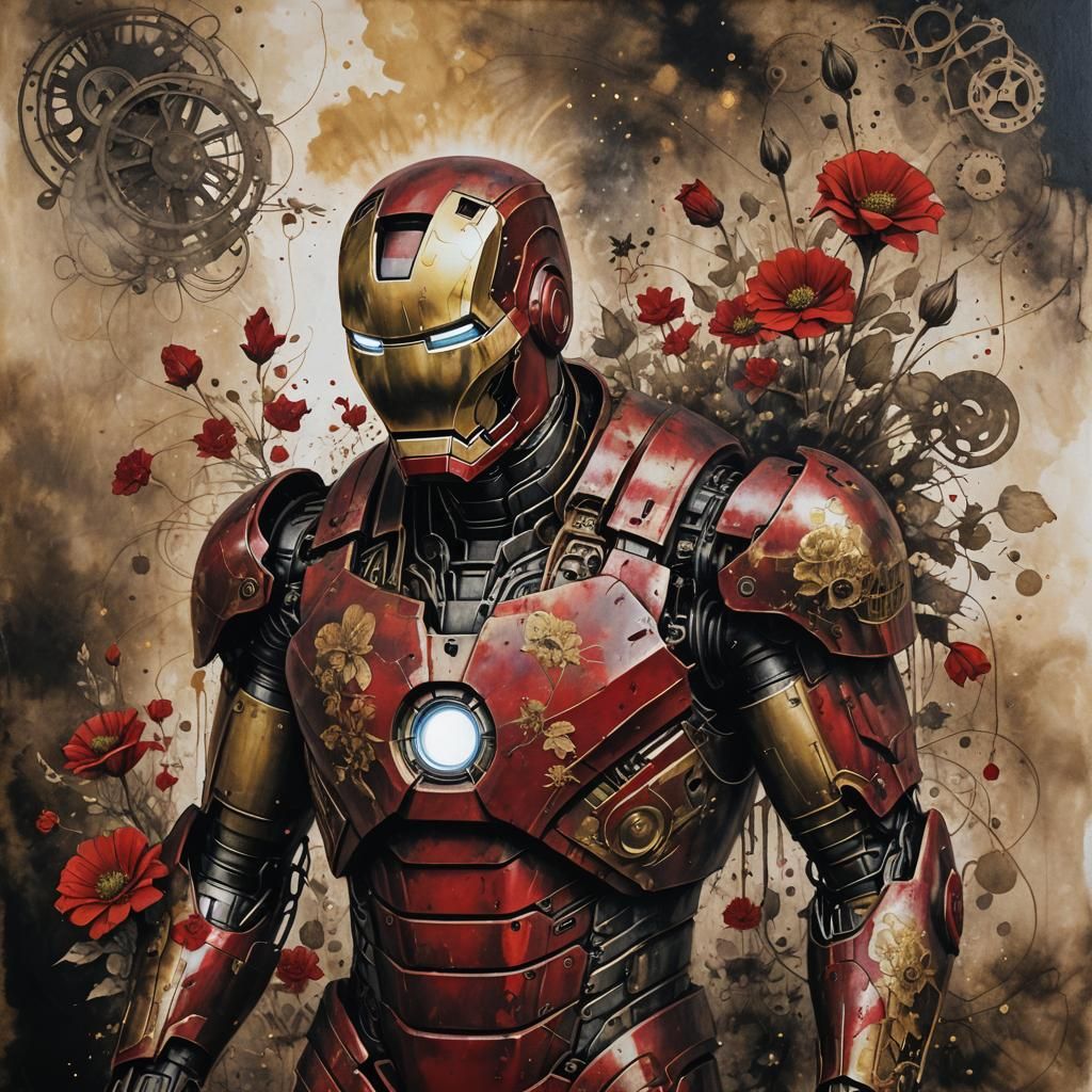 Iron Man Soot Painting with Steampunk Engine