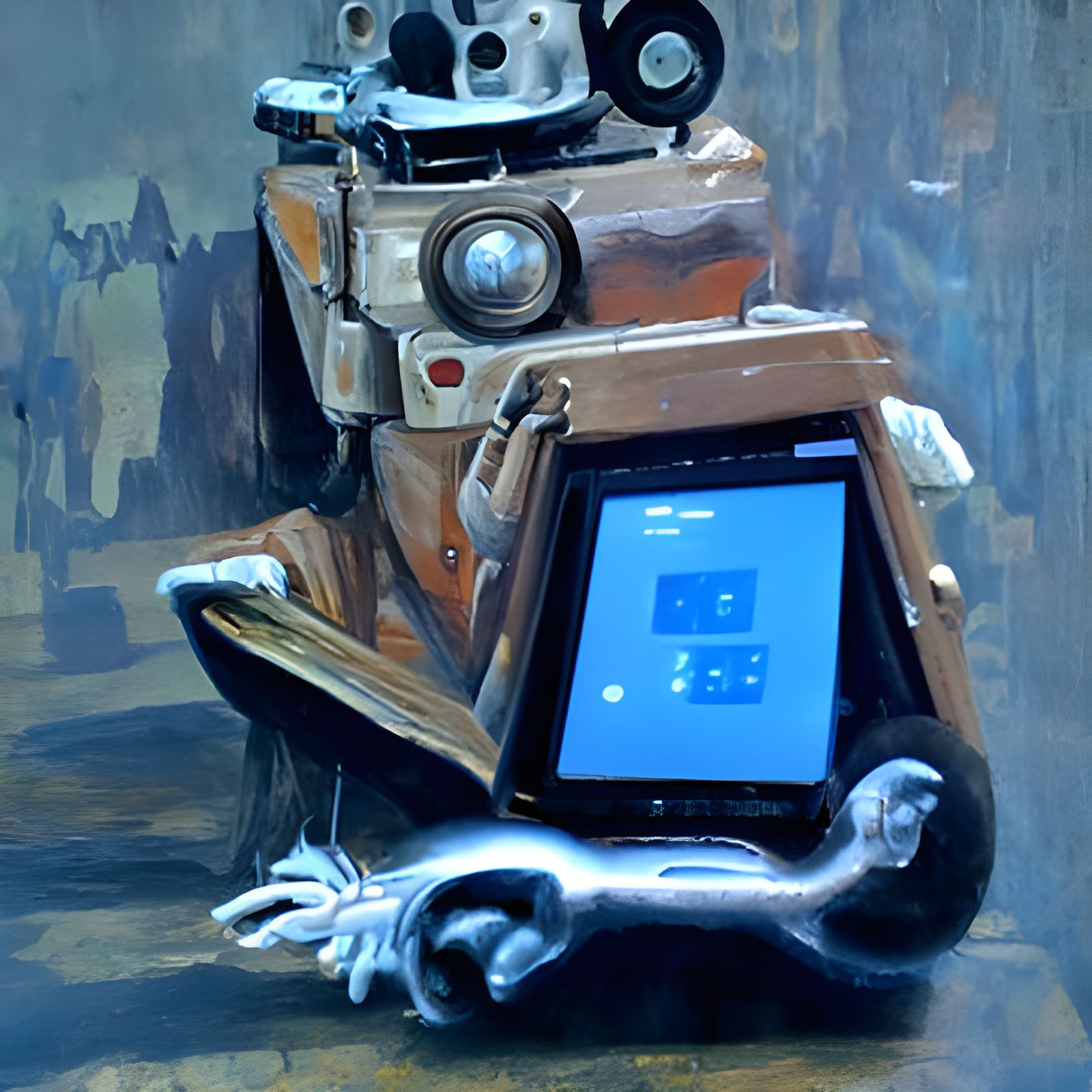 A robot interacting with a tablet