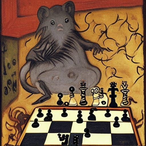Very cute hedgehog playing chess with octopus 
By Andrei Rub...