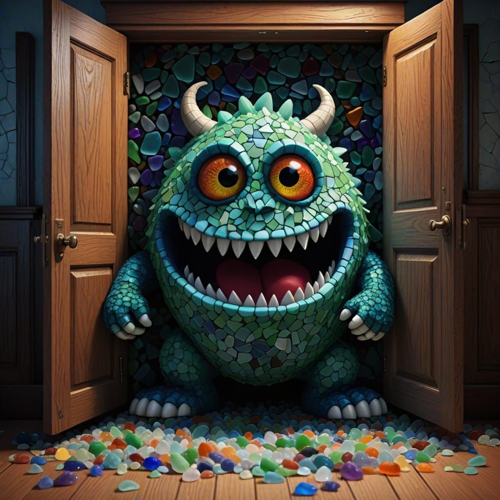 Daily Challenge #884: Monster Mosaics, Mosaic Sea Glass Monster  by @Mystienight