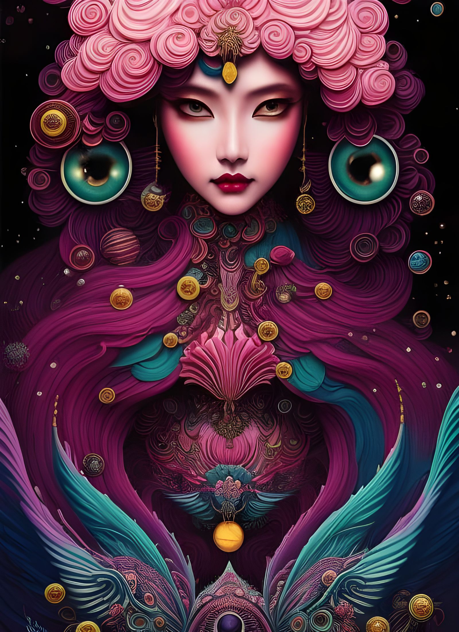 Steampunk Cupcake in Kawaii Ukiyo-e Style