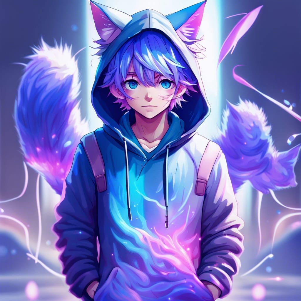 Stylish Mature Anime Boy Vtuber with Wolf Ears in Modern Outfit | MUSE AI