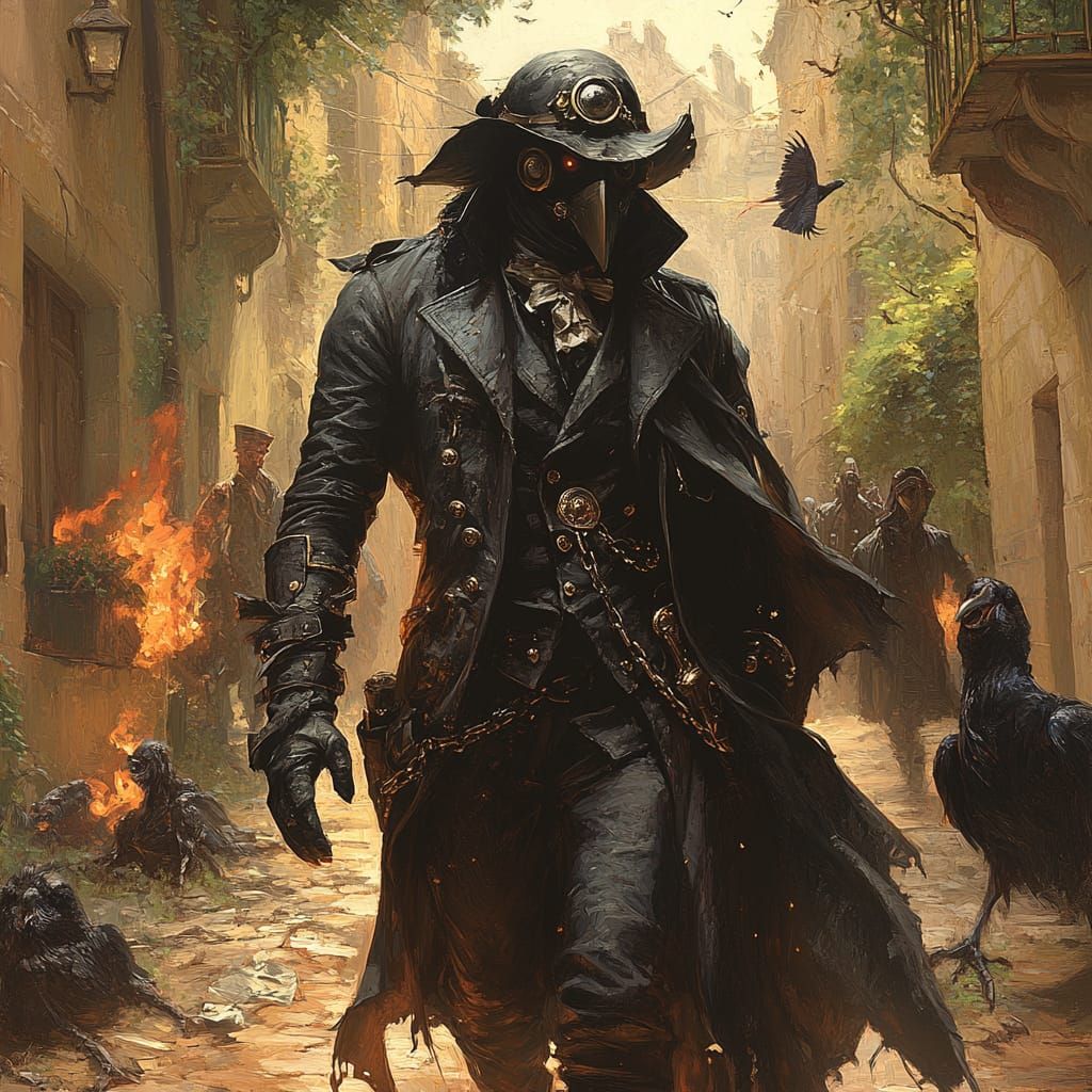 steampunk plague streets