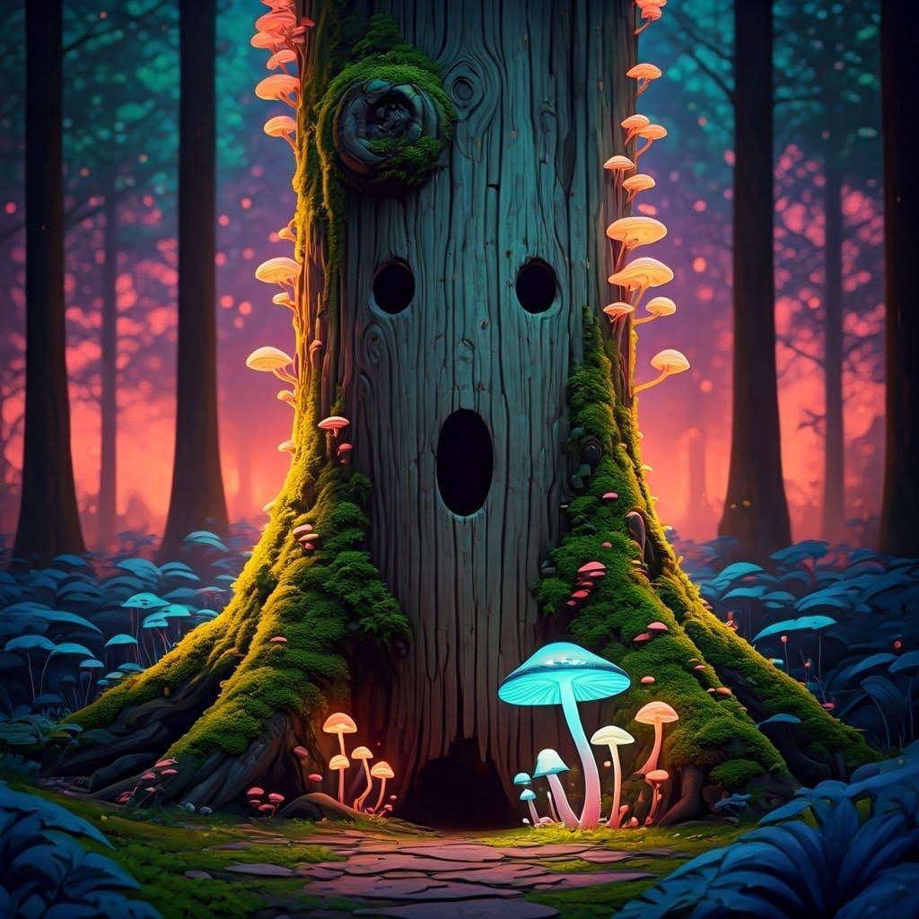 Mystical Forest Tree in Enchanted Atmosphere, Rendered in Ci...