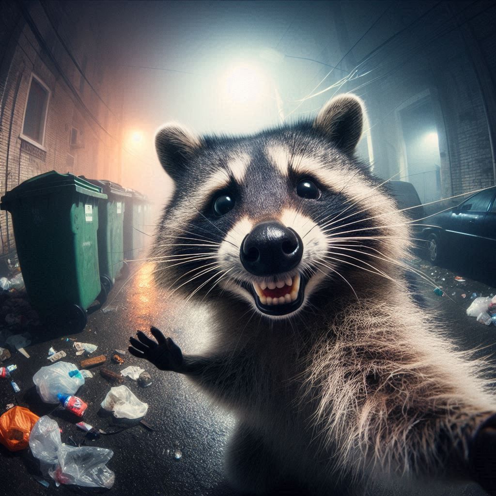 Silly raccoon selfie