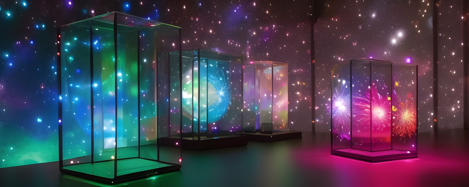 Galaxy Fireworks inside a crystal 3D false